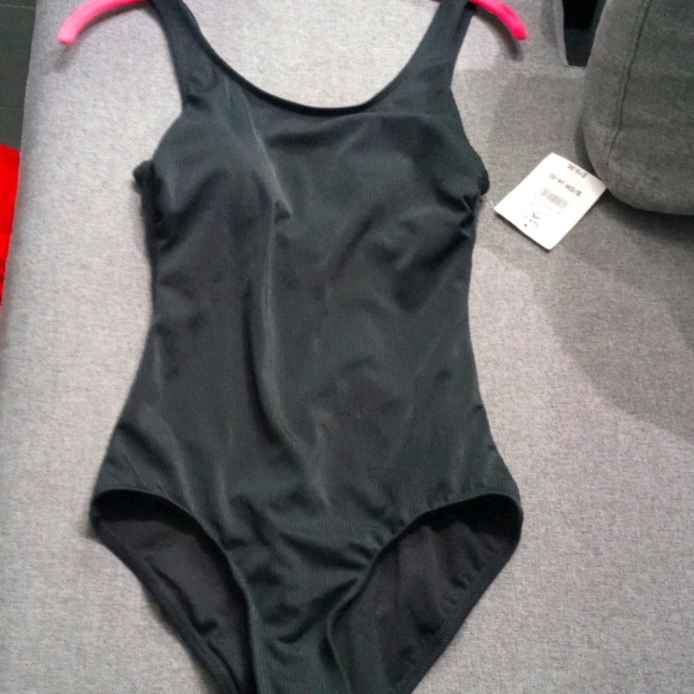 Black ribbed one piece